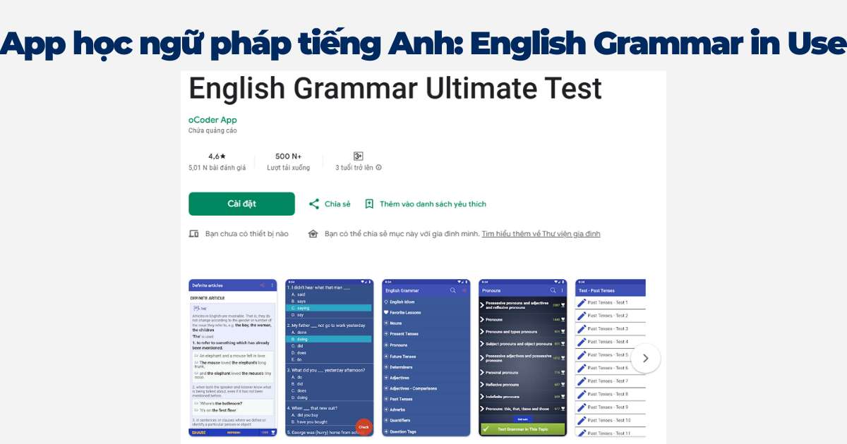 App học ngữ pháp tiếng Anh hay nhất - Grammar in use