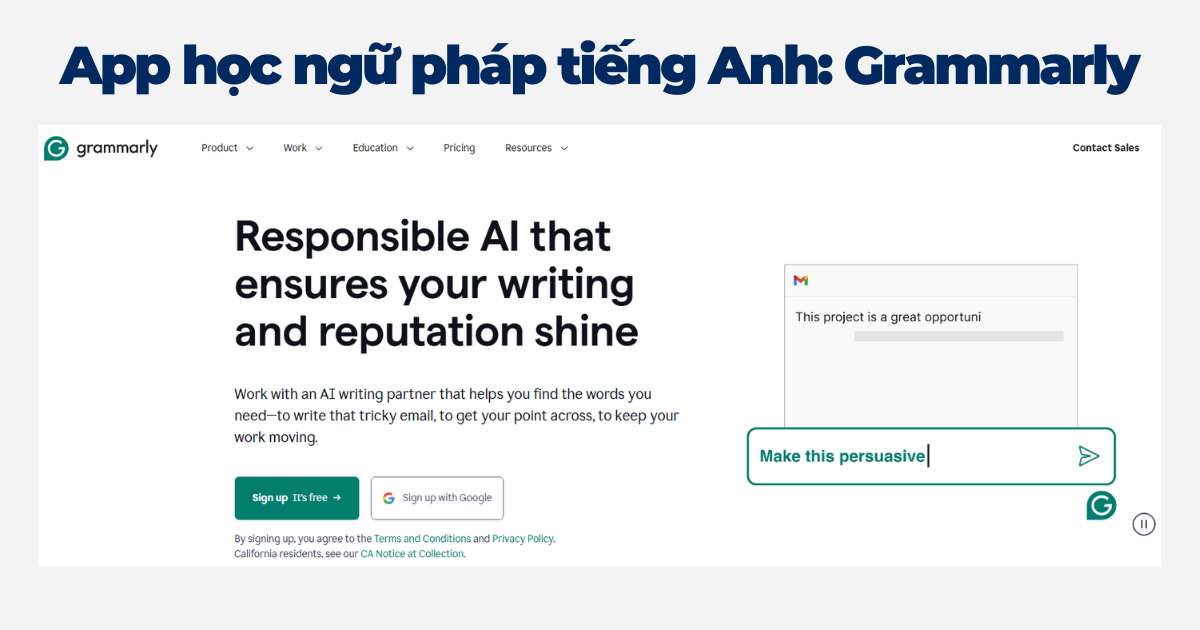 App học ngữ pháp tiếng Anh hay nhất - Grammarly