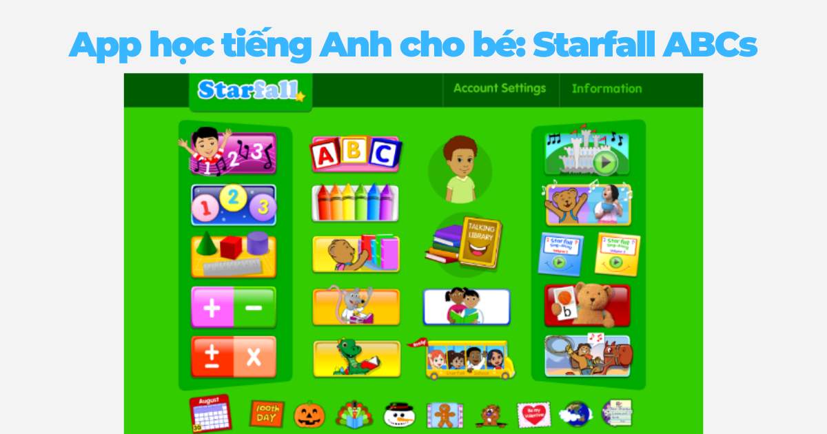 App học tiếng Anh miễn phí cho bé: Starfall ABCs