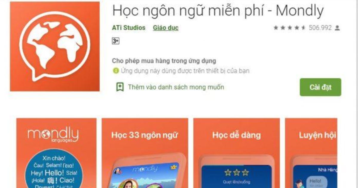 App Học Tiếng Hàn Mondly
