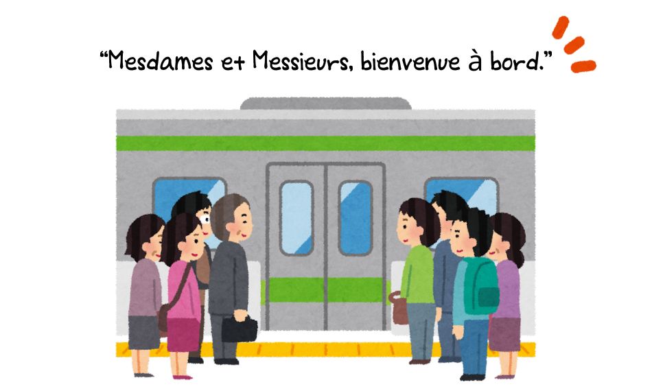 Mr in French changes form when addressing groups politely.