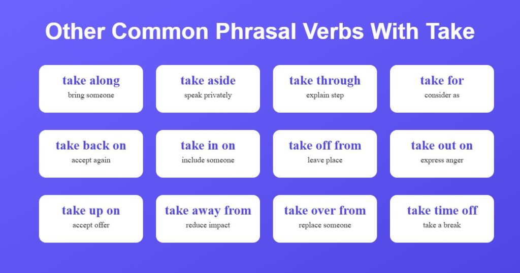 50+ Phrasal Verbs With Take: Meanings and Examples