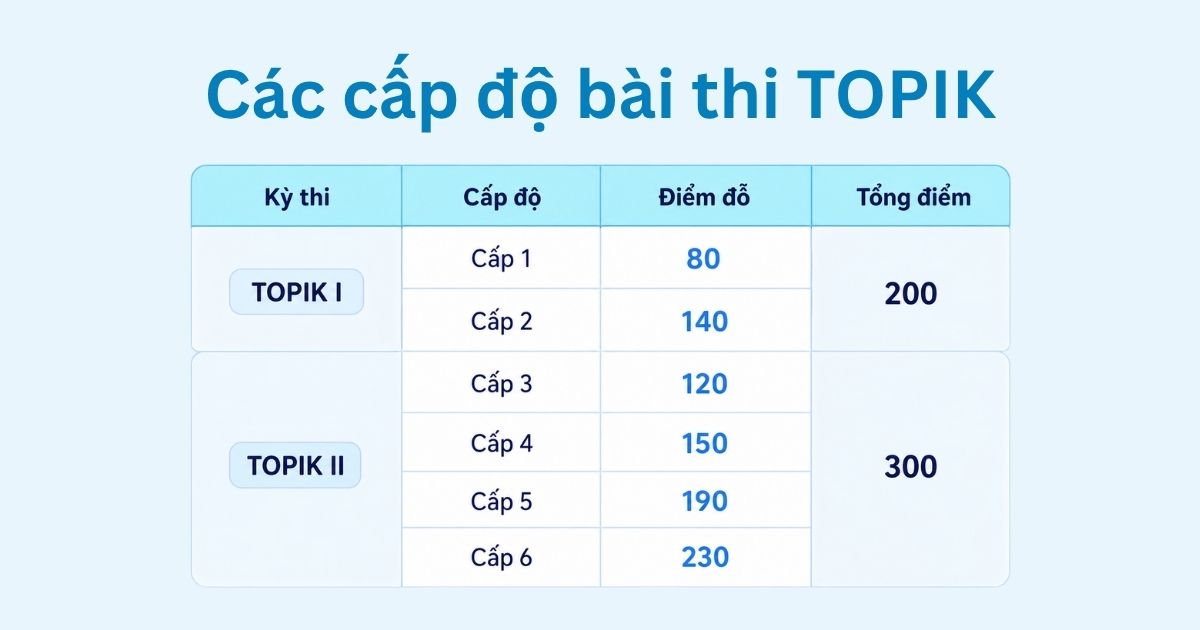 Các cấp độ bài thi Topik
