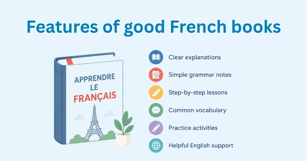 Features of good French books for beginners