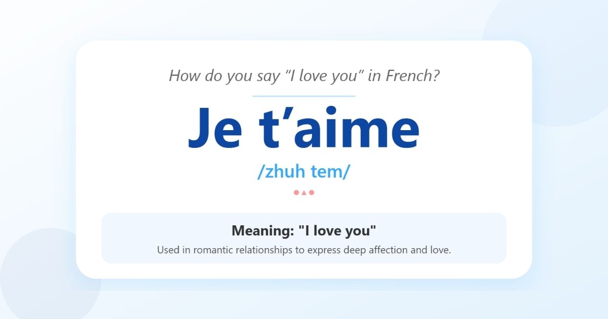 How do you say “I love you” in French?