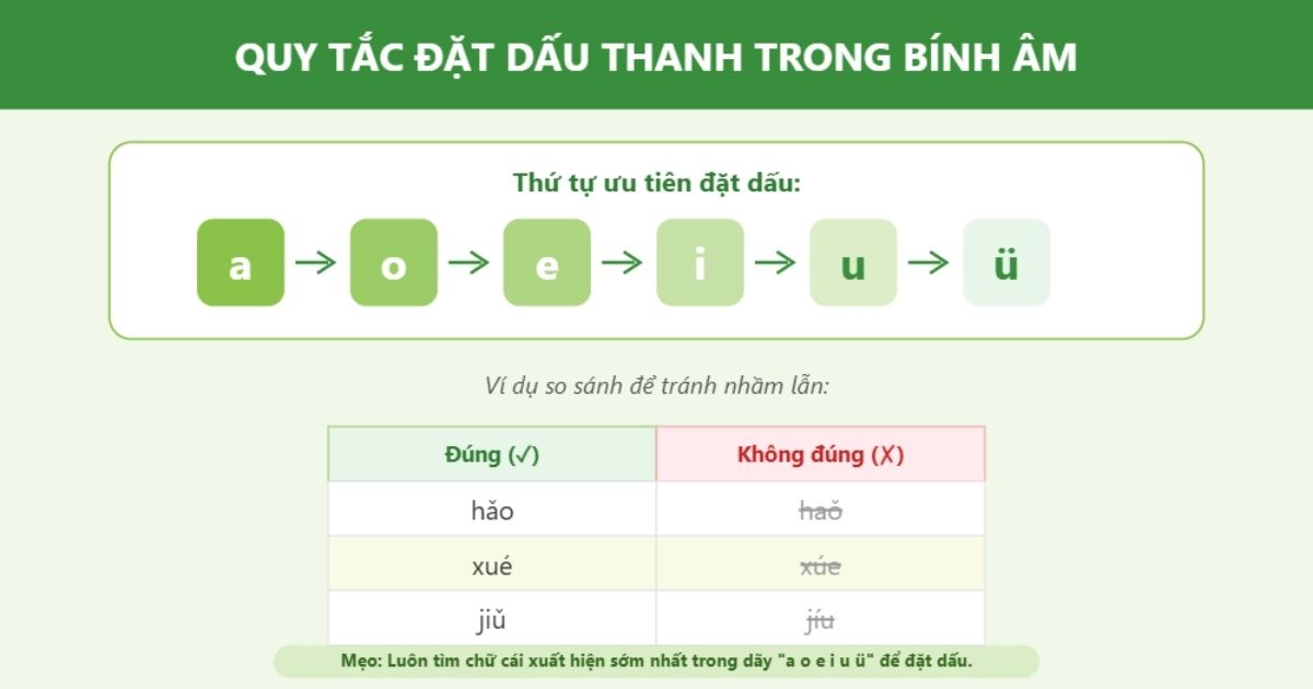 Quy tắc đặt dấu thanh trong Bính âm