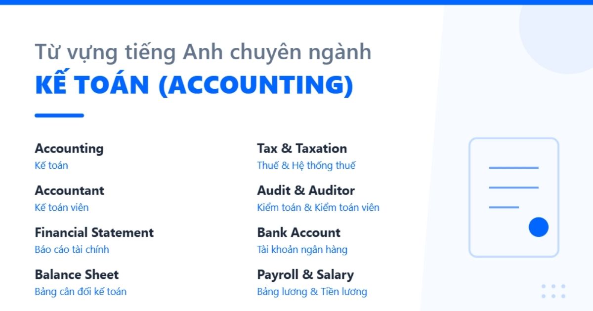 250+ từ vựng tiếng Anh chuyên ngành kế toán